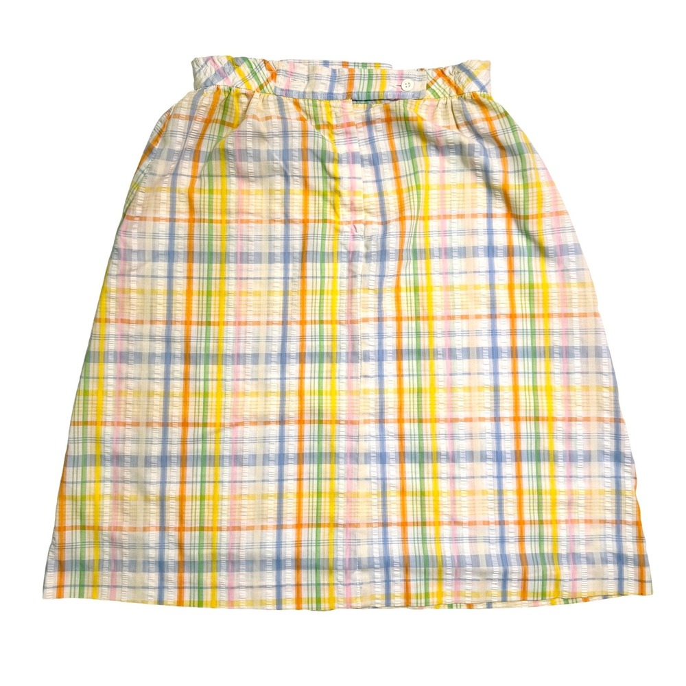 Vintage 80's Jantzen Skirt Size 14 Rainbow Plaid A-Line Seersucker Made in USA
